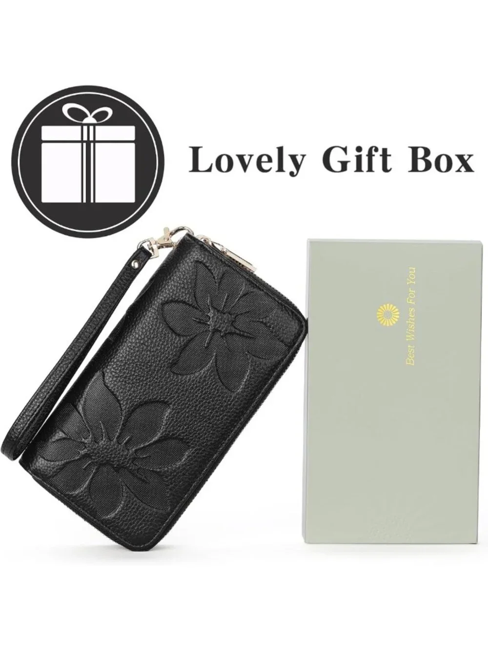Stylish Women's RFID Blocking Leather Wristlet Wallet - Secure & Chic Accessory